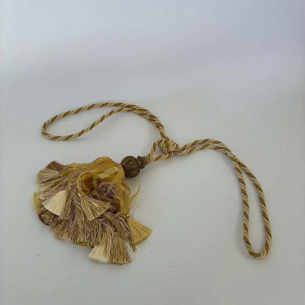 Luxury Gold and Beige Organza Ribbon Tassel Curtain Tieback